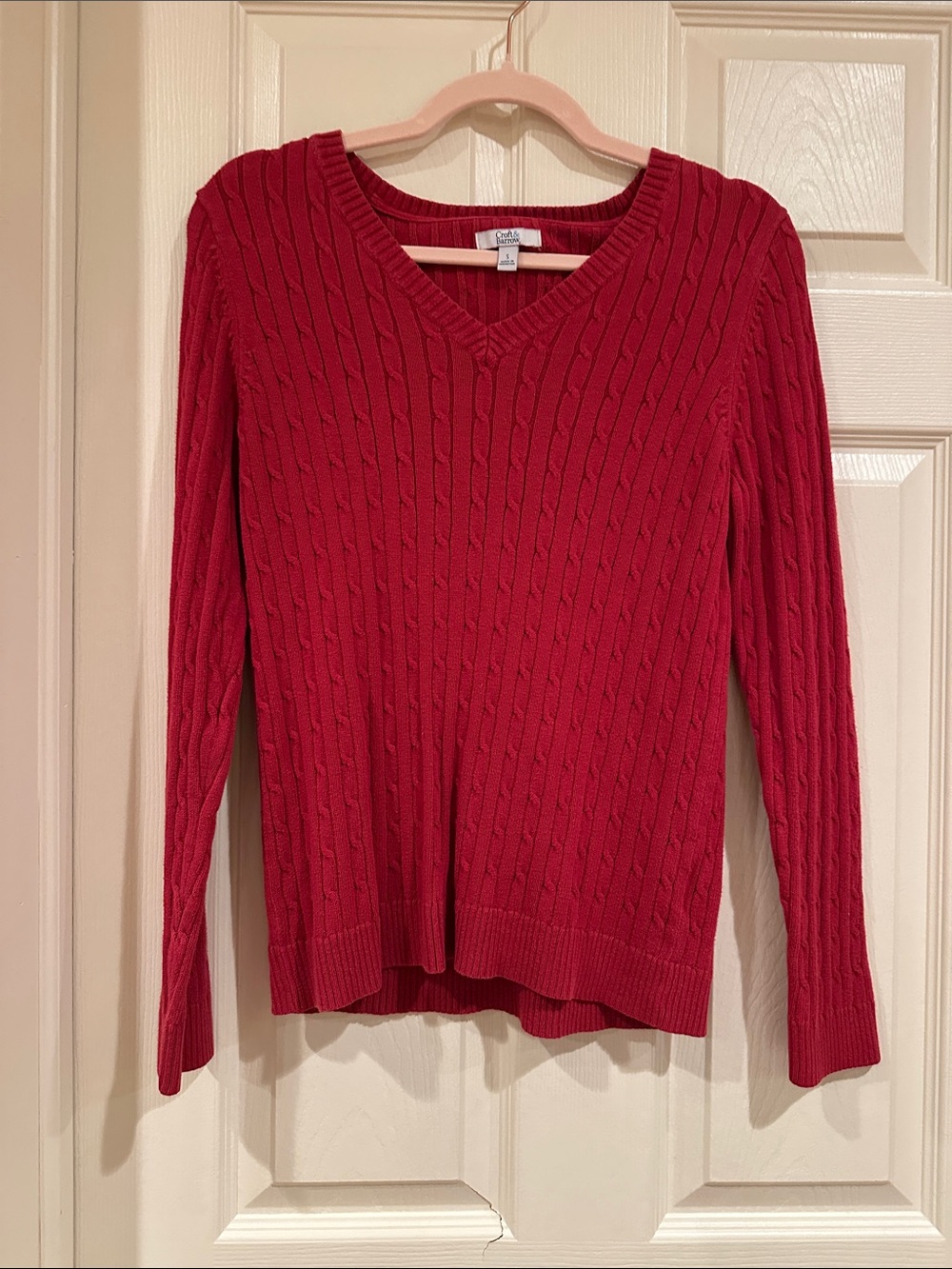 croft & barrow Red Cable-Knit V-Neck Sweater
